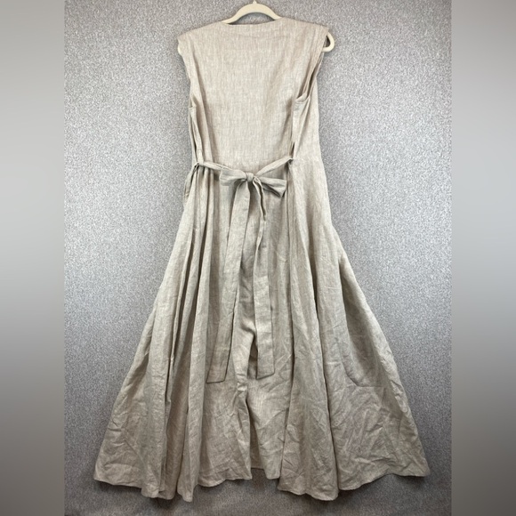 Sound Sleep linen maxi wrap dress XXL taupe preppy minimalist luxury resort - Picture 10 of 11